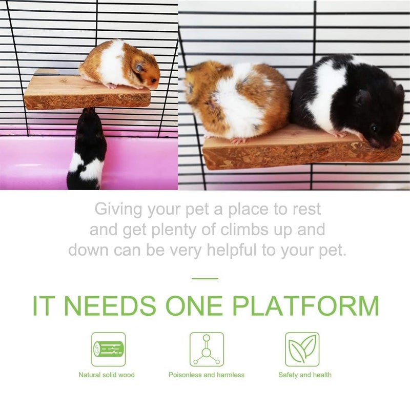 Hamiledyi 2Pcs Hamster Ledges Wooden Platform Rat Climb Platform Shelf Bird Perch Stand Toys Cage Accessories for Rat Squirrel Gerbil Suger Glider 2.6" X 5.9" - Image 2